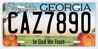 GA license plate CAZ7890
