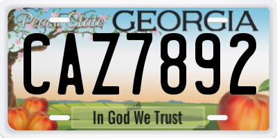 GA license plate CAZ7892