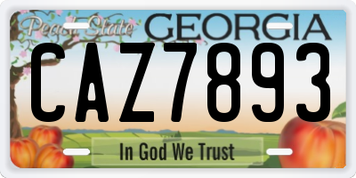 GA license plate CAZ7893