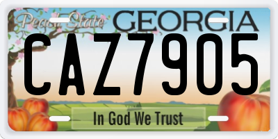GA license plate CAZ7905