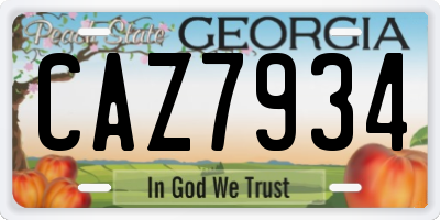 GA license plate CAZ7934
