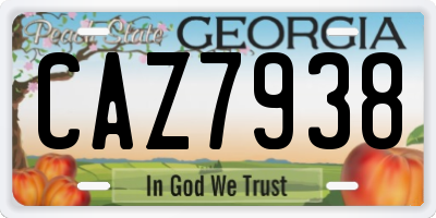 GA license plate CAZ7938