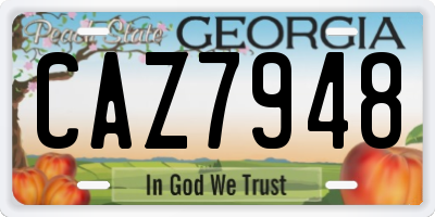 GA license plate CAZ7948