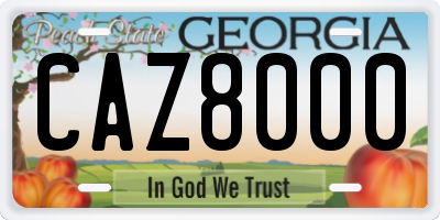 GA license plate CAZ8000