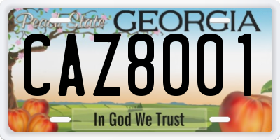 GA license plate CAZ8001