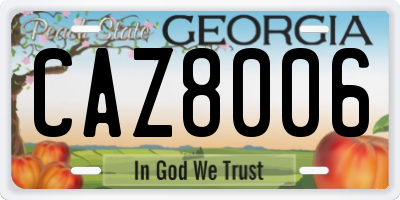GA license plate CAZ8006