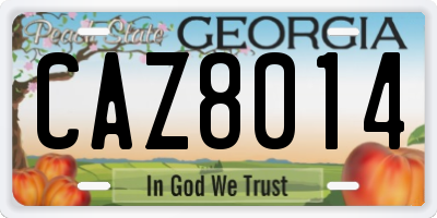 GA license plate CAZ8014