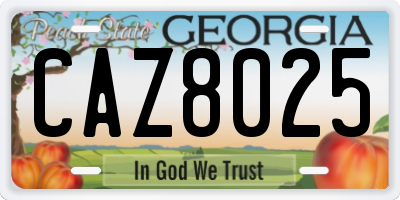 GA license plate CAZ8025