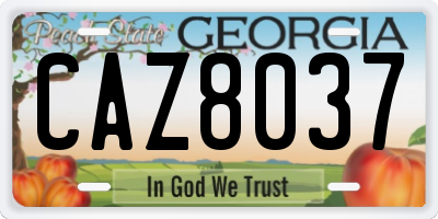 GA license plate CAZ8037