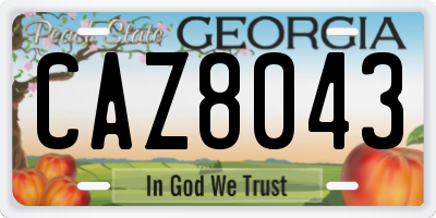 GA license plate CAZ8043