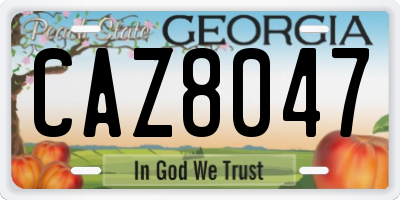 GA license plate CAZ8047