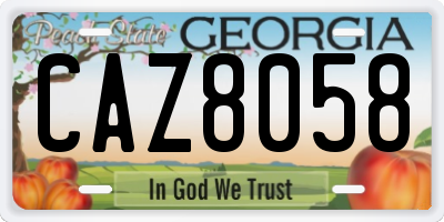 GA license plate CAZ8058