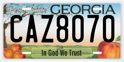 GA license plate CAZ8070