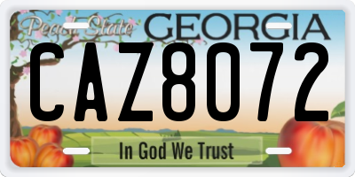 GA license plate CAZ8072