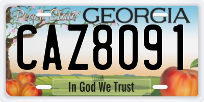 GA license plate CAZ8091