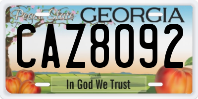 GA license plate CAZ8092