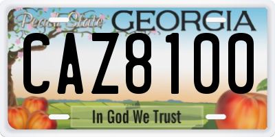 GA license plate CAZ8100