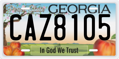GA license plate CAZ8105