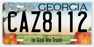 GA license plate CAZ8112