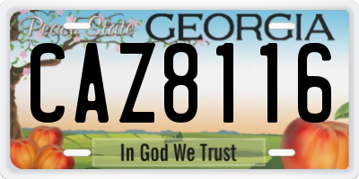 GA license plate CAZ8116
