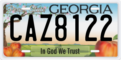GA license plate CAZ8122