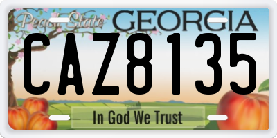 GA license plate CAZ8135