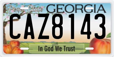 GA license plate CAZ8143