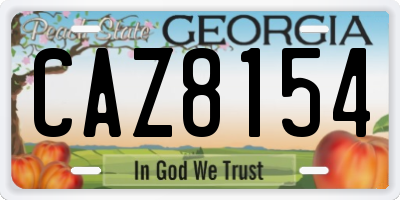 GA license plate CAZ8154