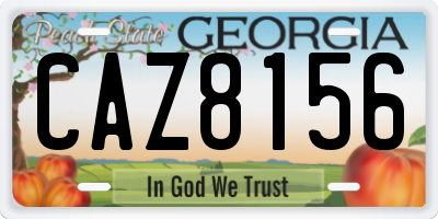 GA license plate CAZ8156