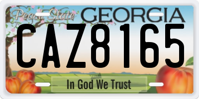 GA license plate CAZ8165