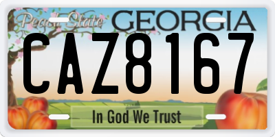 GA license plate CAZ8167
