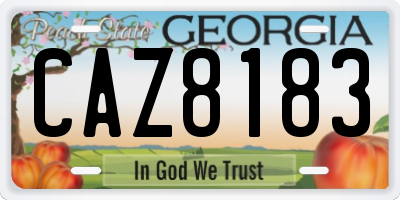 GA license plate CAZ8183