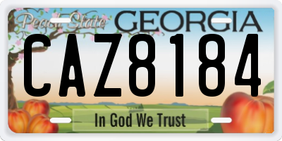 GA license plate CAZ8184