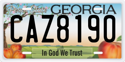 GA license plate CAZ8190