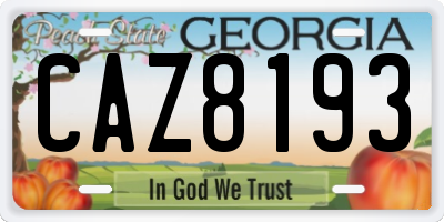 GA license plate CAZ8193
