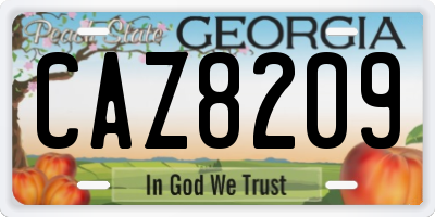 GA license plate CAZ8209