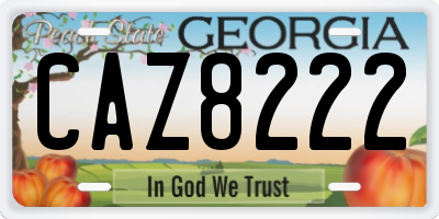 GA license plate CAZ8222