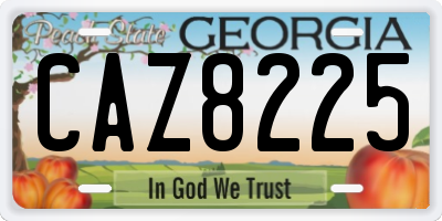 GA license plate CAZ8225