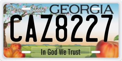 GA license plate CAZ8227