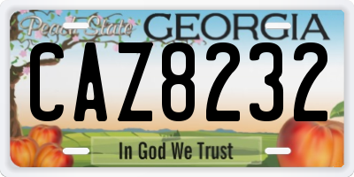 GA license plate CAZ8232