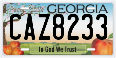 GA license plate CAZ8233