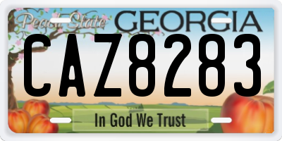 GA license plate CAZ8283