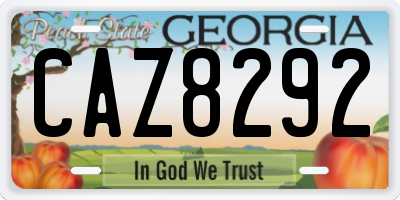 GA license plate CAZ8292