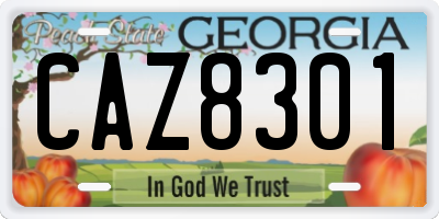 GA license plate CAZ8301