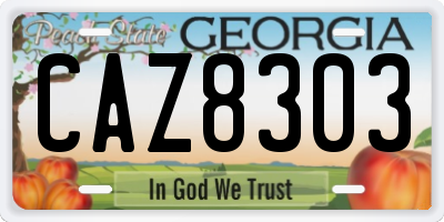 GA license plate CAZ8303