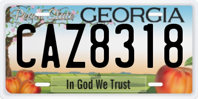 GA license plate CAZ8318