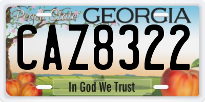 GA license plate CAZ8322