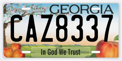 GA license plate CAZ8337