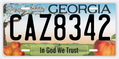 GA license plate CAZ8342