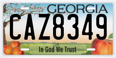 GA license plate CAZ8349